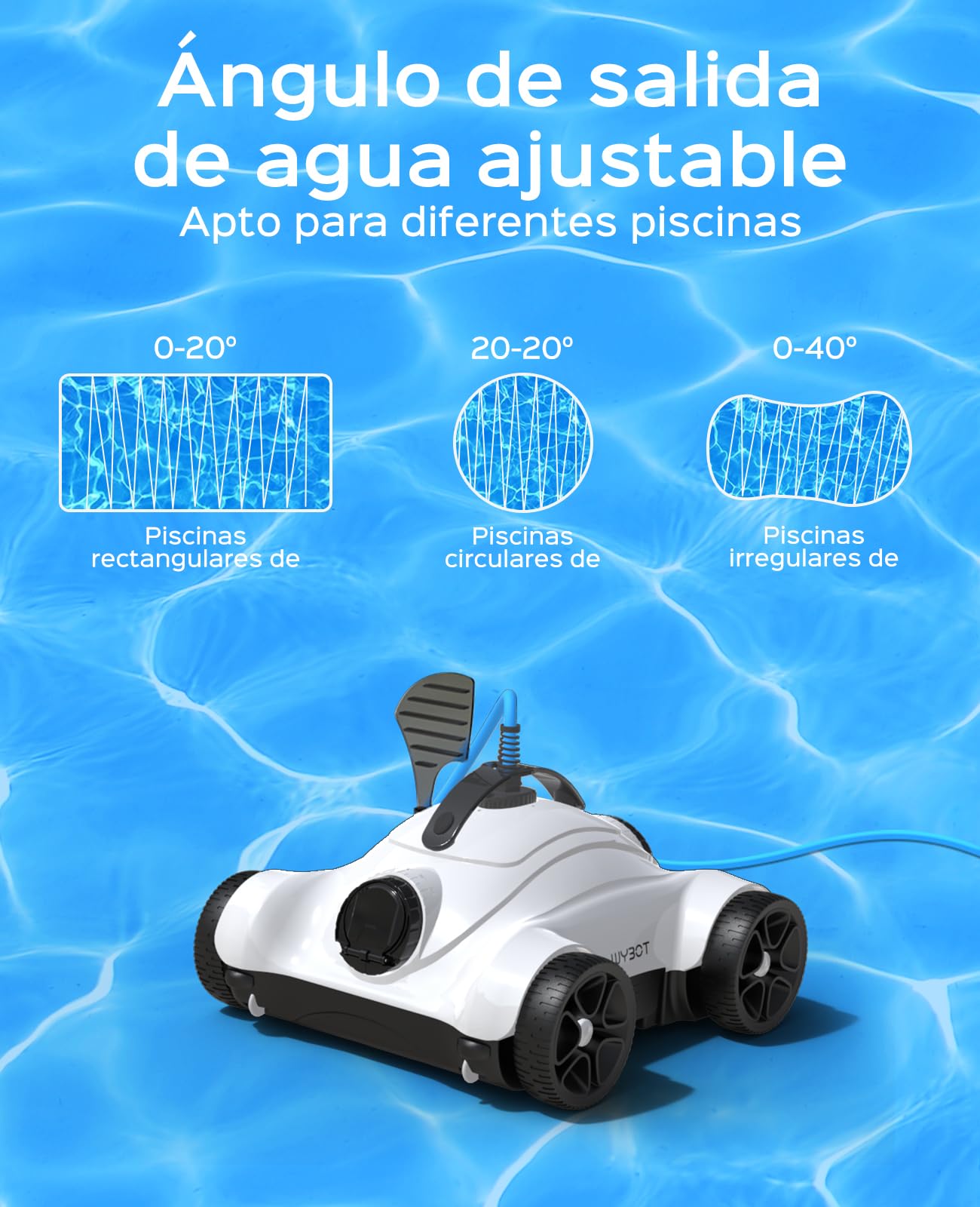 WYBOT Robot Piscina, Limpiafondos Piscina Automático con Motor Dual, 3 Funciones de Temporización, Cepillo para Limpiar Fondo, Filtro Fino de 180 μm, Ideal para Piscinas sobre/en el Suelo