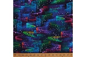 Cotton Aurora Borealis Northern Lights Sky Stargazers Nature Landscape Fabric