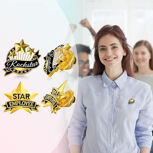 Miniatura 3 de Zeyune 48 piezas de alfiler de solapa de apreciación del empleado 34 pulgadas 6 estilo empleado esmalte Pines empleado del mes Pin reconocimiento