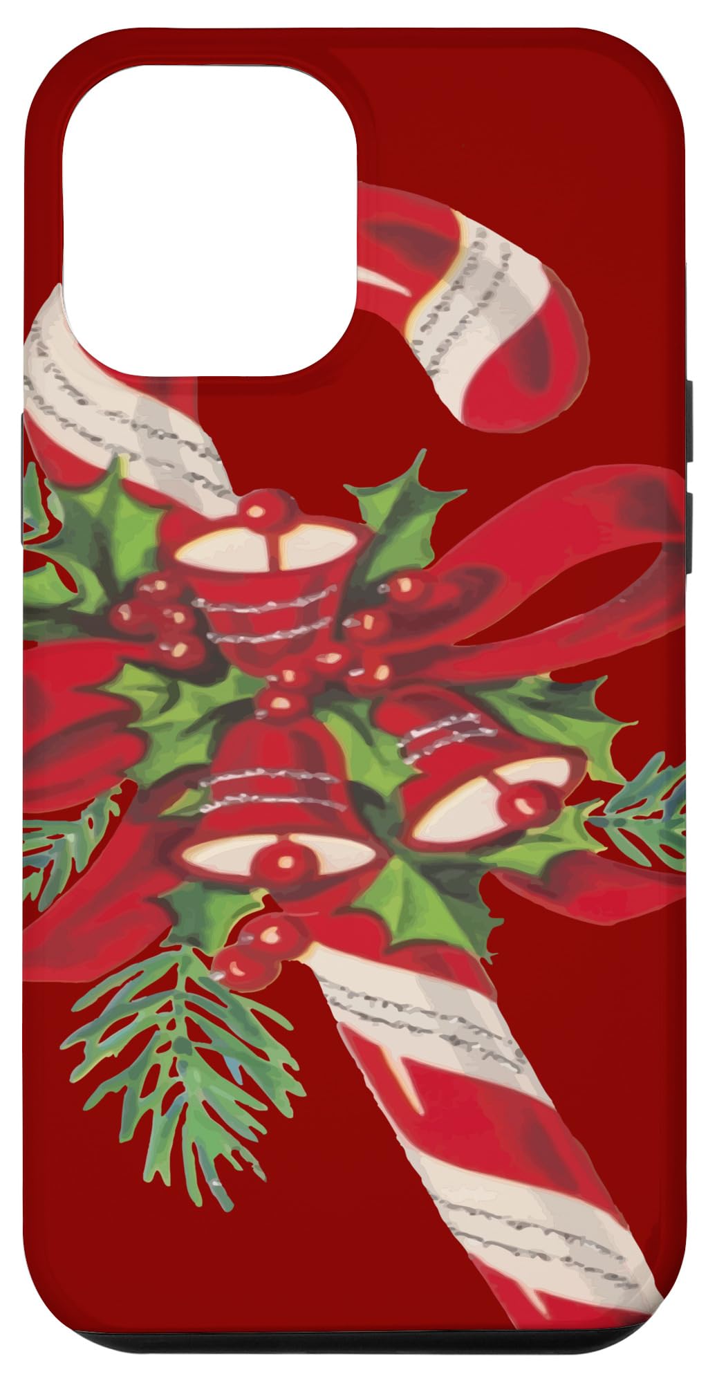 iPhone 14 Pro Max Christmas Candy Cane With Decorative Ribbon and Bells Case