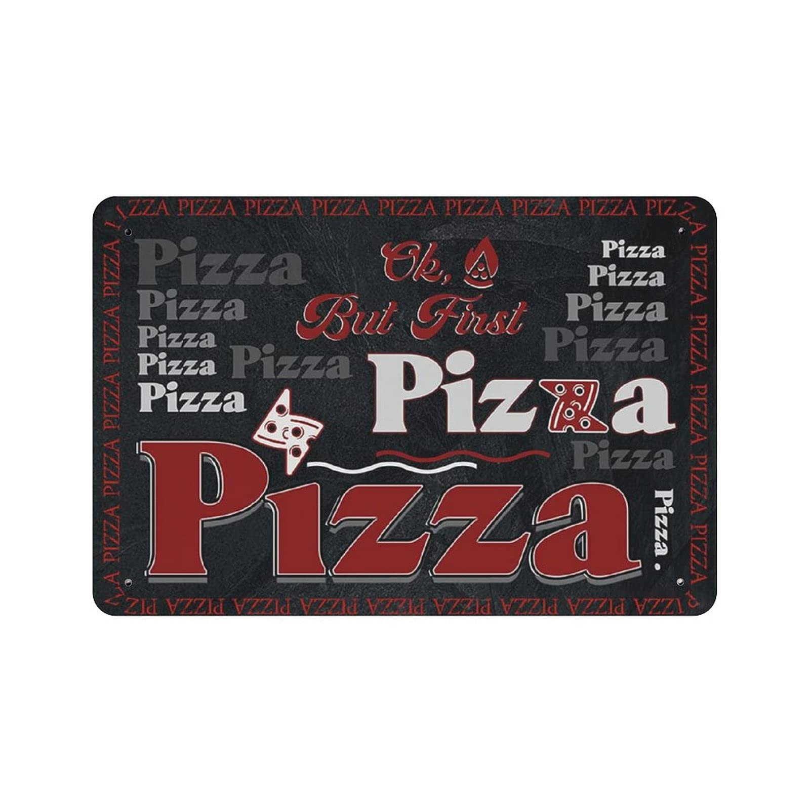 Metal Tin Sign Homemade Pizza Hot And Deliciou Vintage Tin Poster Metal Sign Wall Decoration Country Kitchen Home Garage Decor 8"x12"