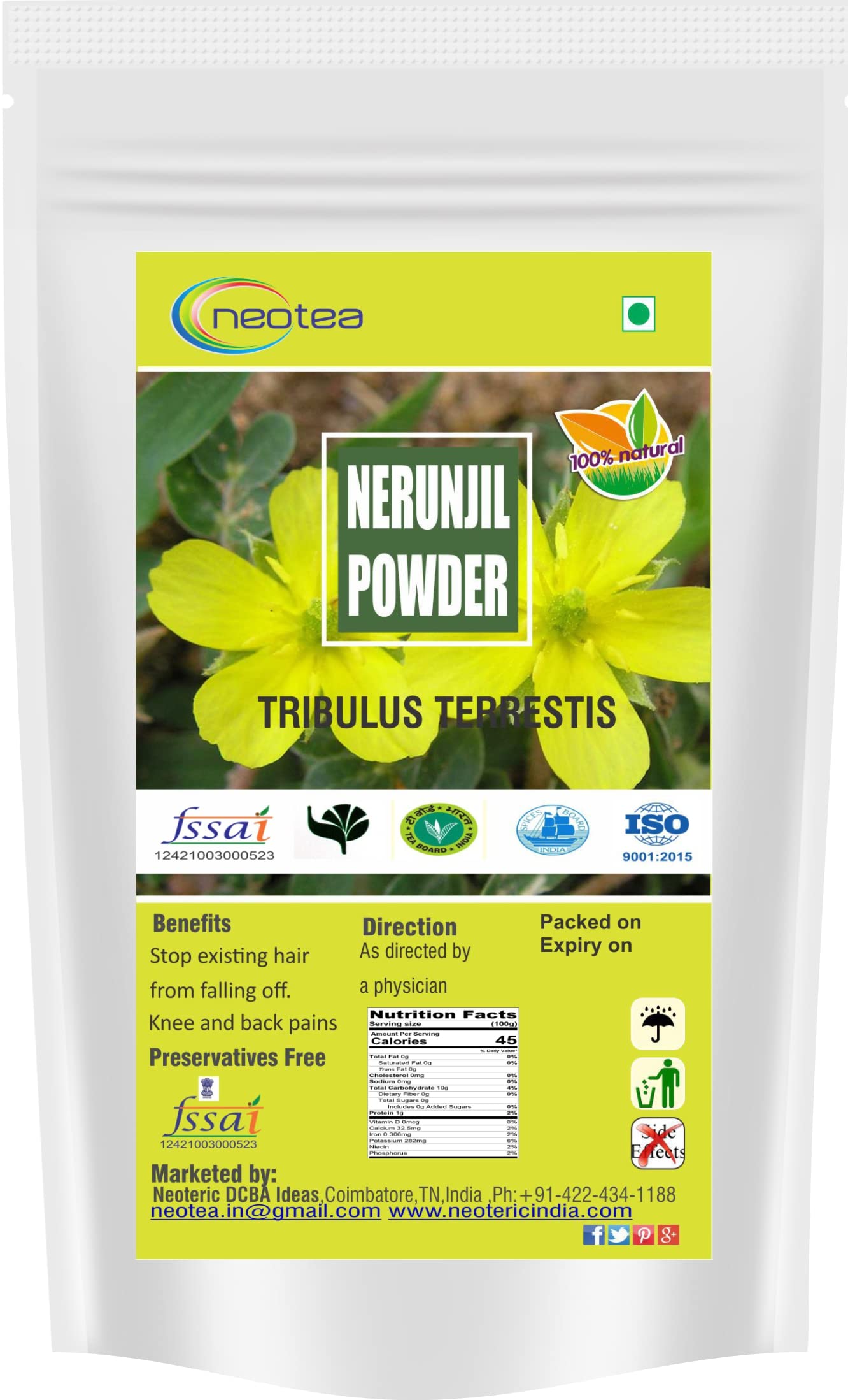 Neotea Devil S Thorn/Burragokhur/Negalu/Neringil/Gokru/Nerinci/Chirupalleru, 300 G (B07C7KS3B2) Amazon Price History, Amazon Price Tracker