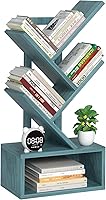 Vista 1 de Small Tree Book Shelf,5 Tier Black Tree Bookshelf,Blue Desktop Bookcase,Modern Desk Display Storage Bookshelves,Floor Standing Organizer Bookcases