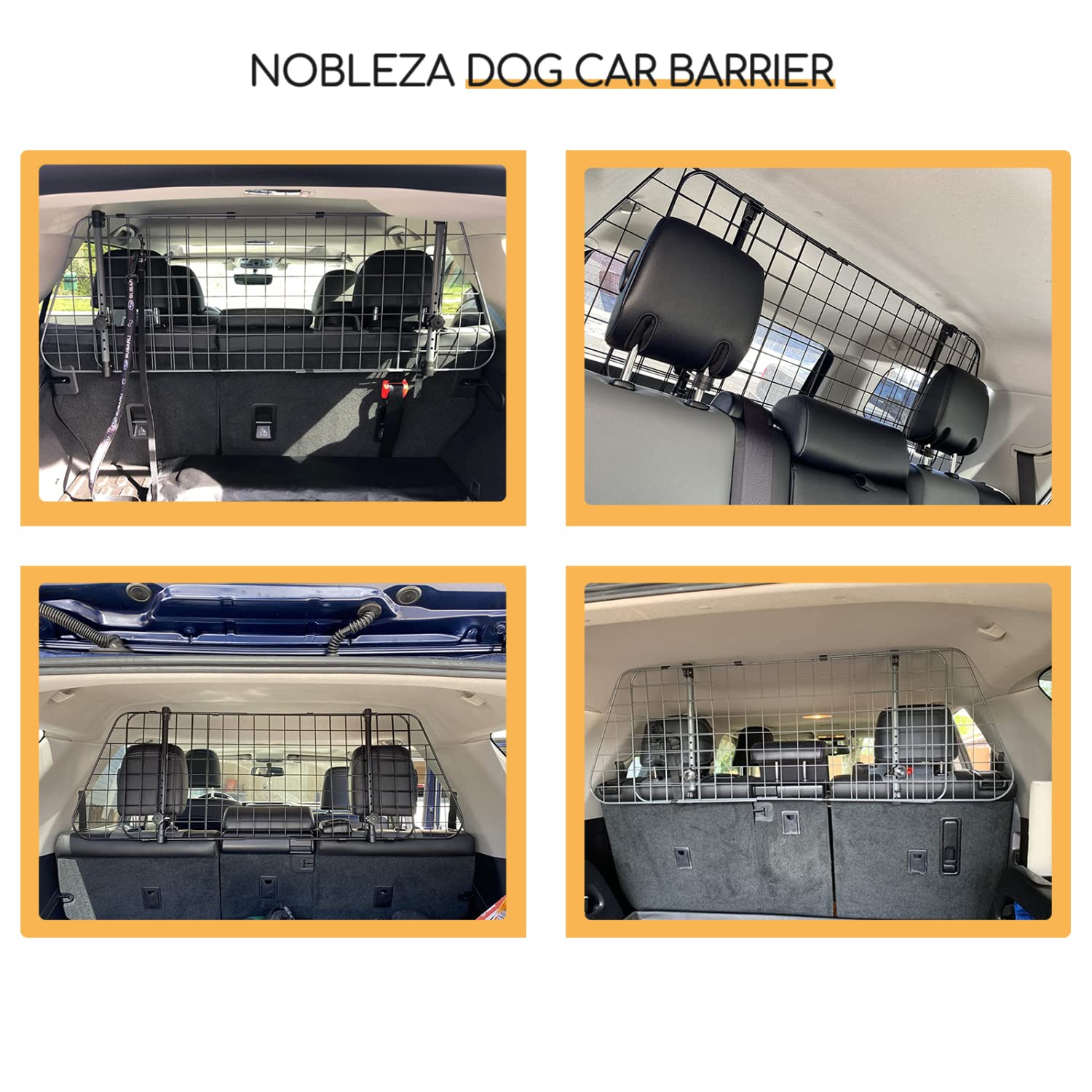 Nobleza - Clôture de Voiture pour Protéger Les Animaux Domestiques,Barrière de Voiture Universelle Extensible Barrière de Sécurité pour Chien Grille, 96-145x30cm