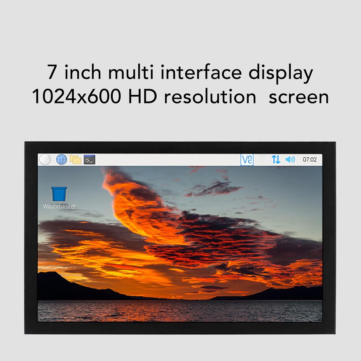 7in Gaming Second Display Screen, 1024x600 Resolution Portable Monitor, High Definition Multimedia Interface VGA AV Inputs, for Laptop PC Nano