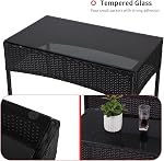 FDW Meubles de patio en osier 4 Kit de patio de pièce Chaises Wicker Canapé extérieur Rattan Conversation Set Bistro Table de café pour cour ou jardin, Bleu