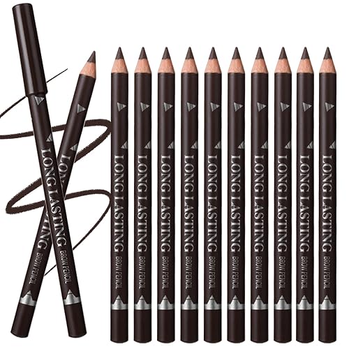 Dark Brown Eyebrow Pencils Set, 12PCS Waterproof Eye Liner Pencils