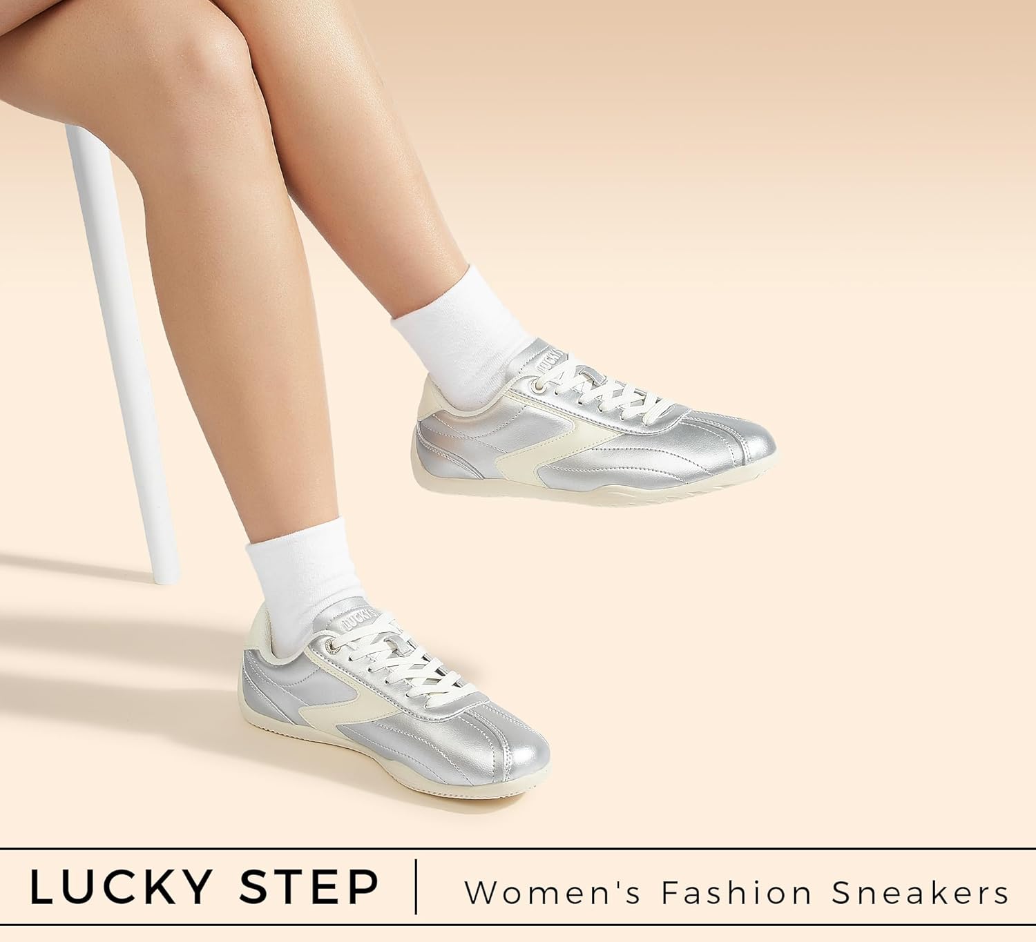 LUCKY STEP Women's Classic Retro Fashion Sneakers Casual Cow Suede Walking Shoes Thin Sole Running Trainer - Image 2