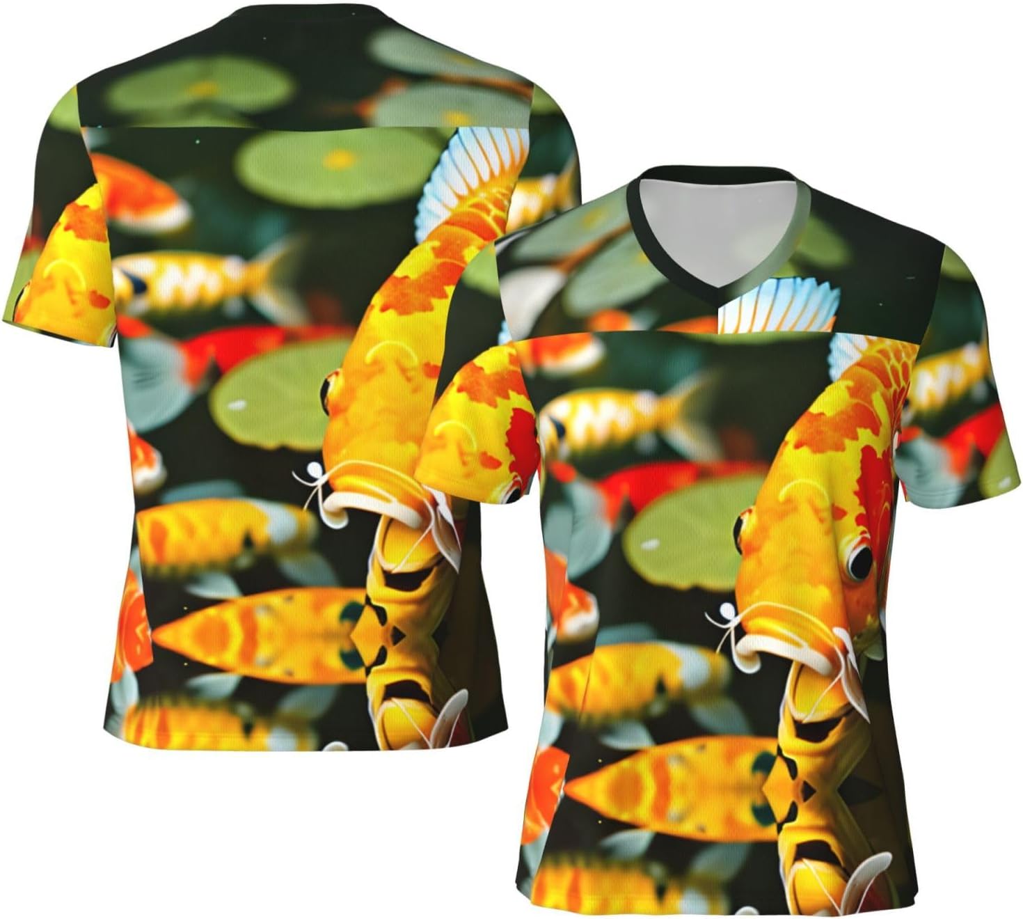 Japanese Pretty Koi Fish Rugby Football Jersey for Men, Comfortable V-Neck Loose Fit Top for Team Sports Athletics