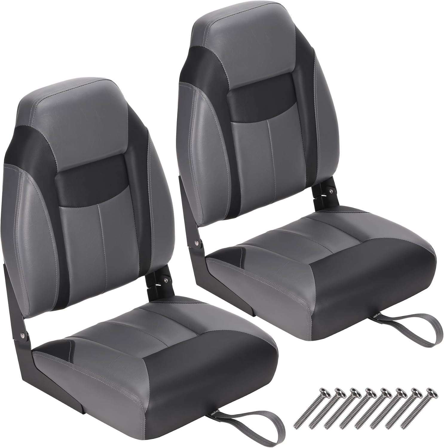 High Back Boat Seat 2 Packs, Fold-Down Fishing Boat Seat,Waterproof thickened sponge cushion folding fishing chair (2 seats)