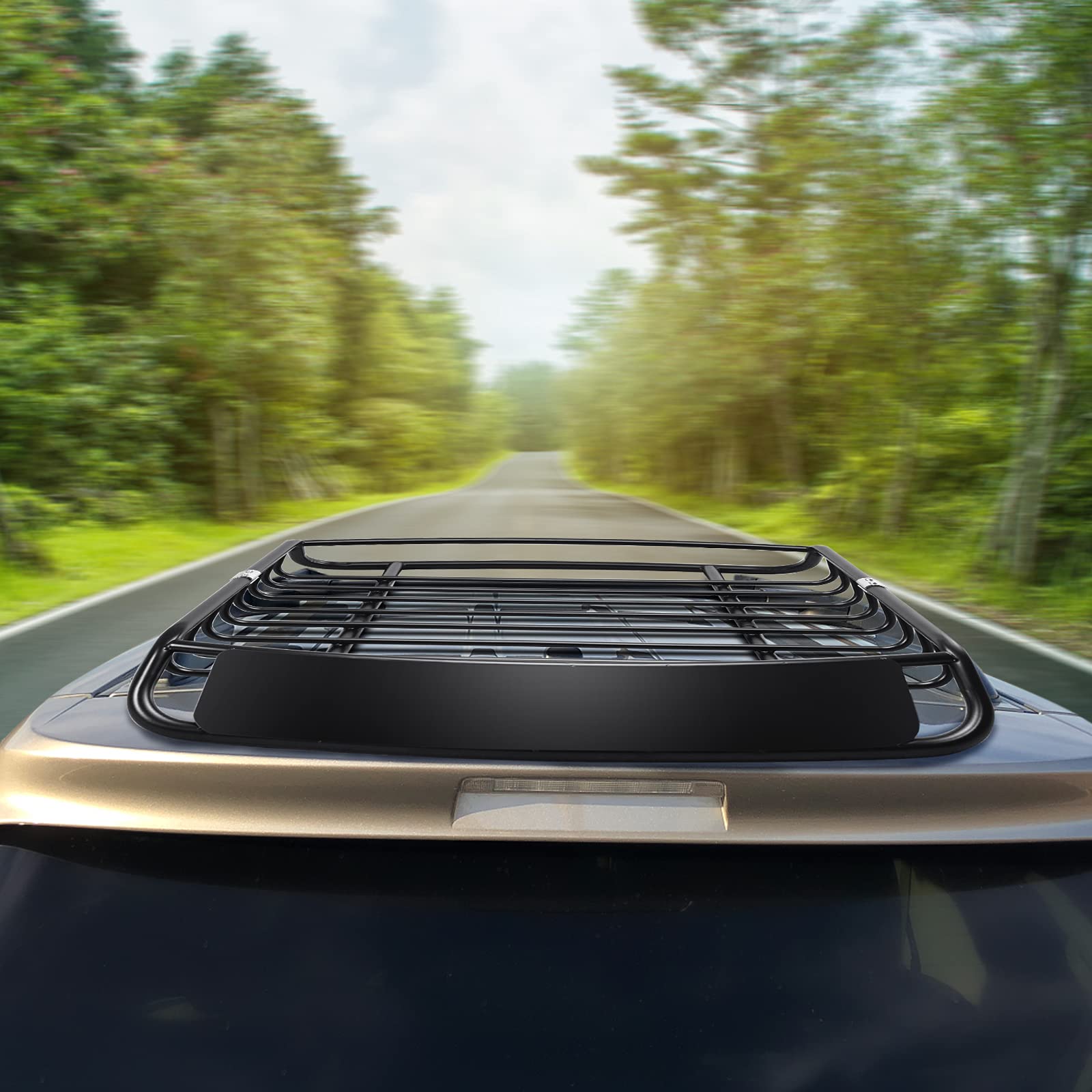 RELAX4LIFE Panier De Toit Voiture 110kg - 120x98x16,5cm, Acier, Noir, Pour Barres De Toit