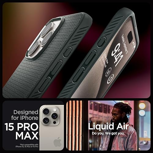 Vista 362 de Spigen Liquid Air - Funda diseñada para iPhone 13 Pro Max (2021), color negro mate