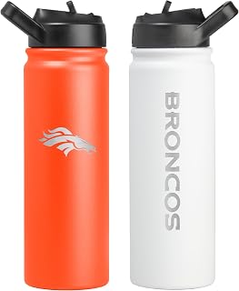 FANMATS NFL 24 oz Stainless Steel Water Bottle 2 Pack — Team Color & White | Easy to Carry Lid