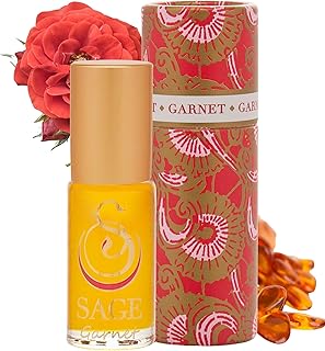 Garnet Perfume Oil Roll-On by Sage- 1/8 oz, Vegan & Cruelty-Free, Earthy Scent, Moroccan Rose, Amber, Egyptian Musk - Made in USA