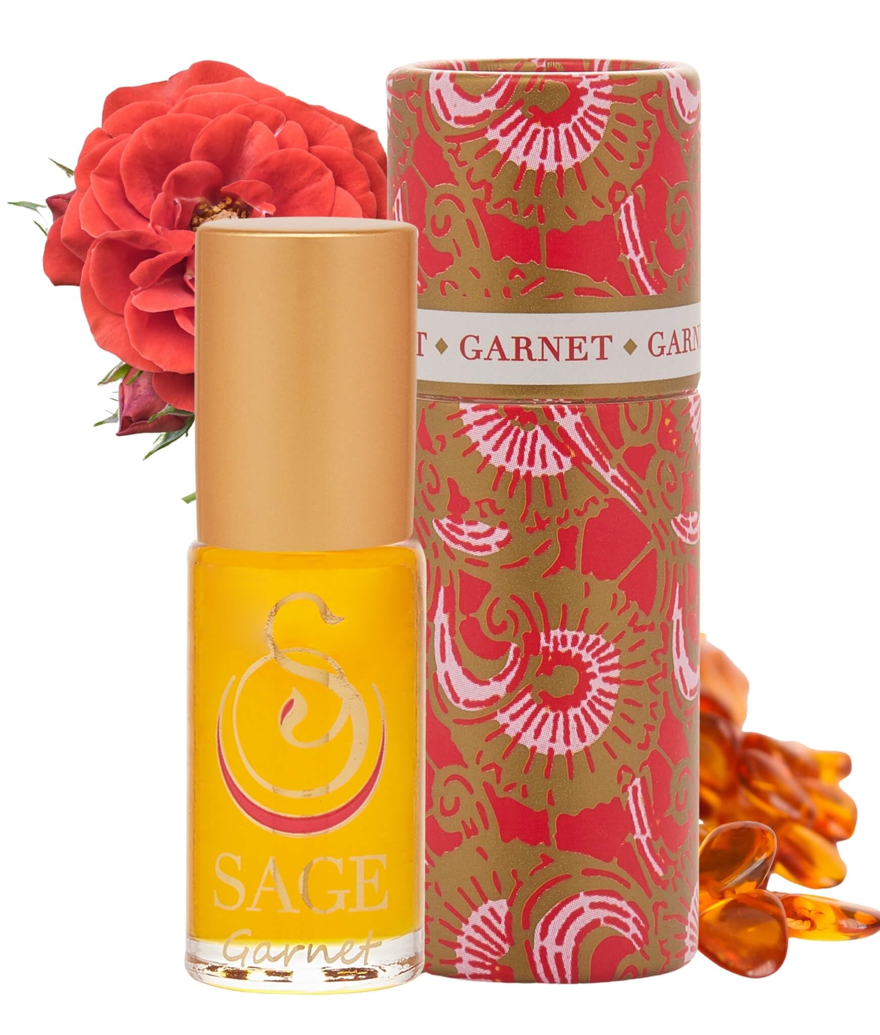 The Sage Lifestyle Garnet Roll On, Oil, Gardenia, Rose, Amber Oil, Patchouli, Vanilla Musk, Egyptian Musk, Perfume for Women, Long Lasting Fragrance, Parfum, 1/8oz, Travel Size, Mini Perfume for Women