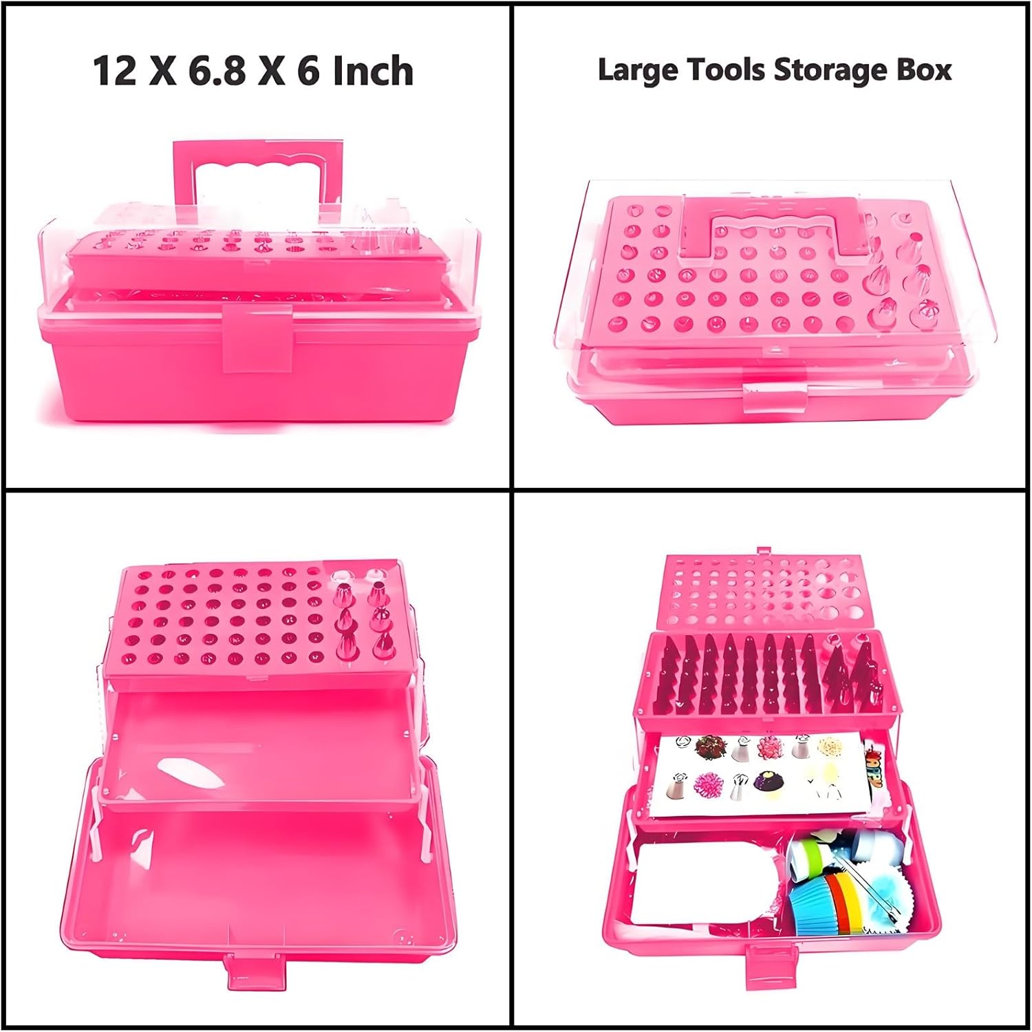 387 Pcs Cake Decorating Kit,Baking Supplies Tools with 56 Icing Tips,8 Russian+Ball Tips,Pattern Chart,3 Spatulas,5 Couplers,8 Carved Pens,102 Pastry Bags,Storage Box & More, (Pink)