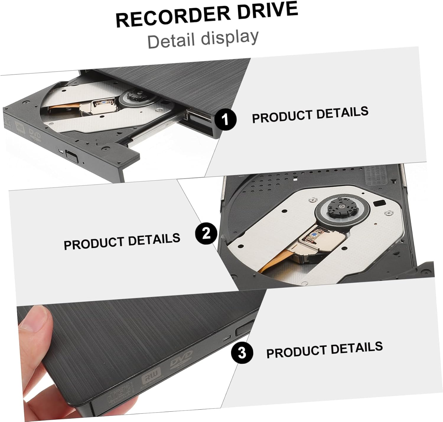 OSALADI External USB Cd DVD Burner Recorder Drive Slot-in Optical Drive for Laptops Black Easy to Use No Additional Drivers Required Compact Design for Home Travel