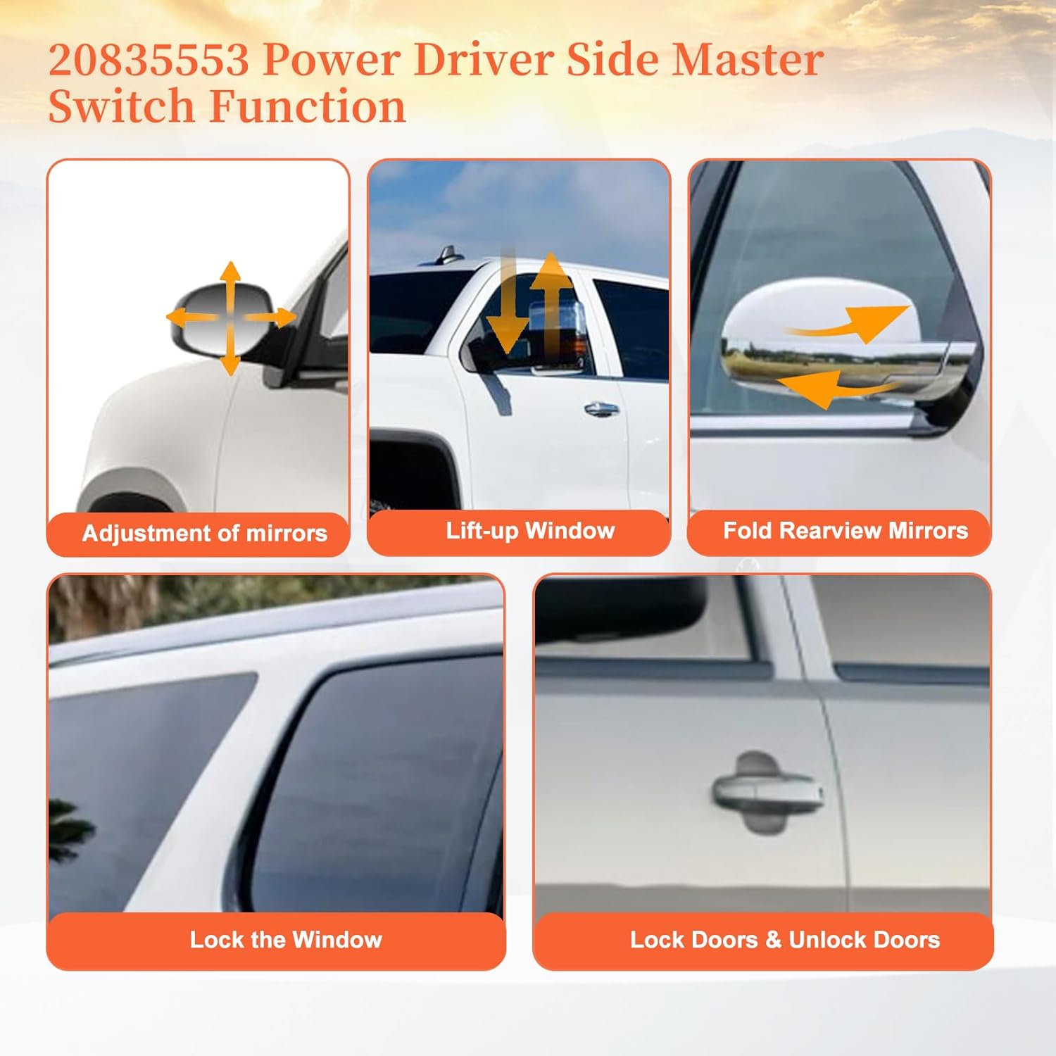 20835553 Power Driver Side Master Control Window & Mirror & Door Lock Switch Fit for 07-13 Avalanche Tahoe Suburban Yukon XL 2500,07-21 Silverado Sierra 2500 3500,07-14 Escalade