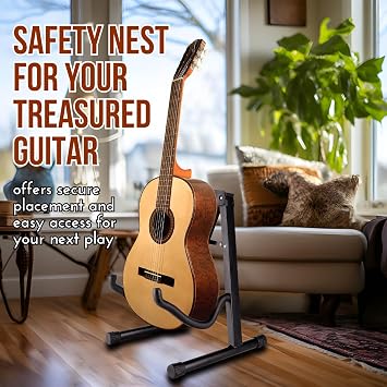 Flexzion Guitar A-Frame Stand Floor Support for Acoustic and Electric Guitars - Portable Instrument Stand Rack Holder Display for Classical Guitar and Bass, Violin, Ukulele, Banjo, Mandolin