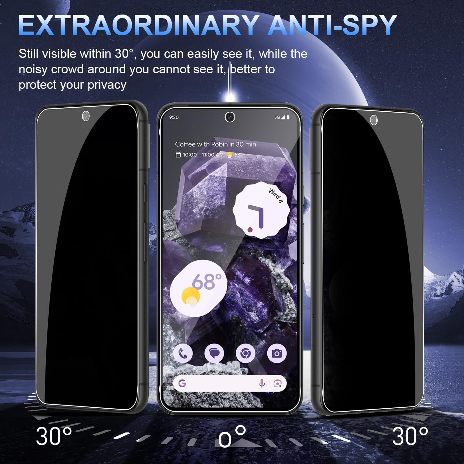 Holilo Pour Oppo Find X9 Pro,9H Dureté Privacy Verre Trempé Membrane