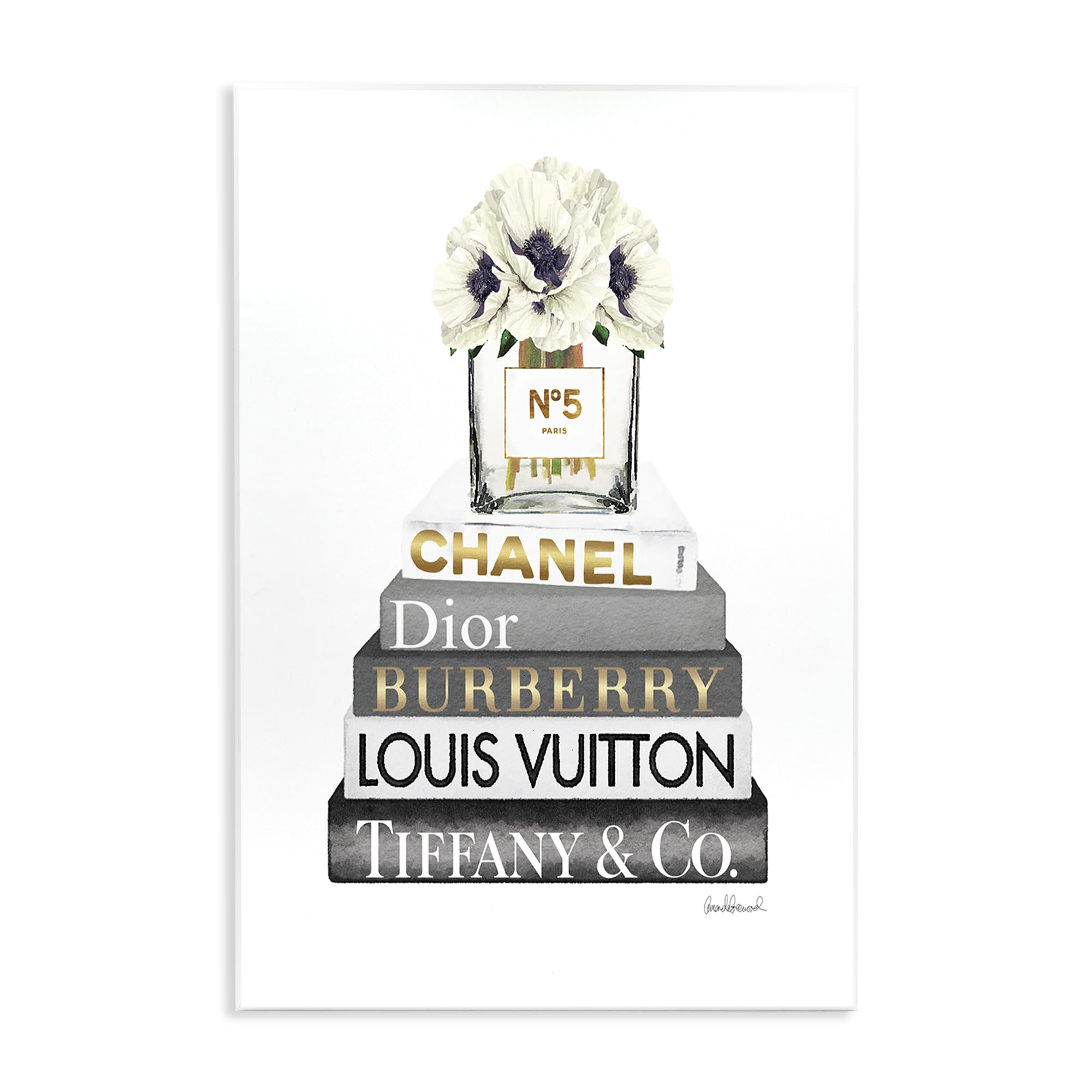 Stupell Industries 'White Poppies Grey Fashion Books'| Wall Plaque Art