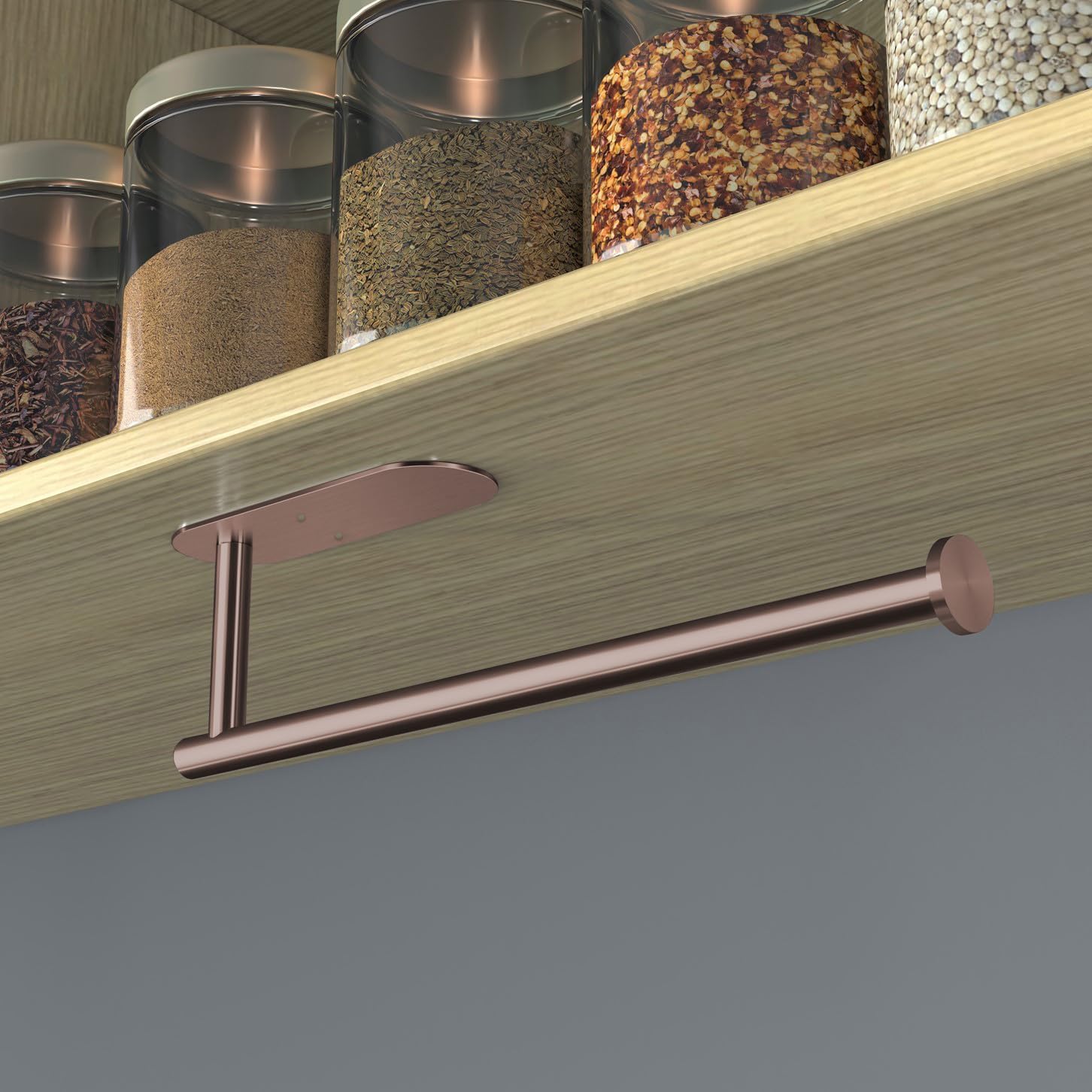 VAEHOLD Adhesive Paper Towel Holder Under Cabinet Wall Mount for Kitchen Paper Towel, Black Paper Towel Roll Holder Stick to Wall, Stainless Steel (Rose Gold) image 4