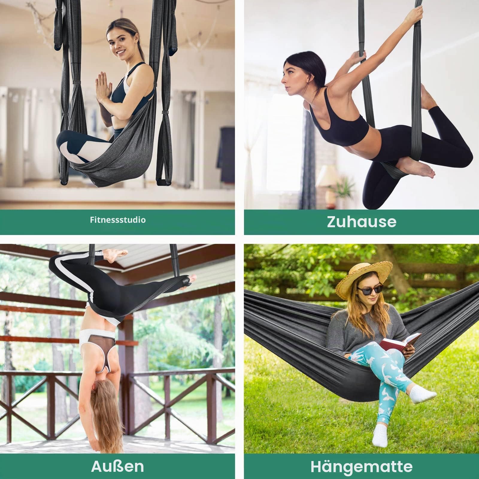 Leogreen Yoga-Hängematte, Schaukel, Yoga, Inversions-Hängematte, für Yoga, Anti-Schwerkraft, Nylon Taffetas, Kapazität 300 kg