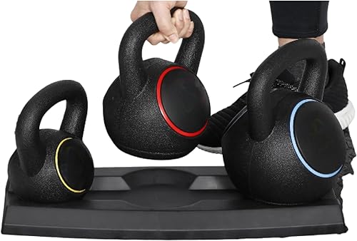 Juego de pesas rusas con estante de almacenamiento, pesas para ejercicio, fitness, gimnasio, 3 piezas