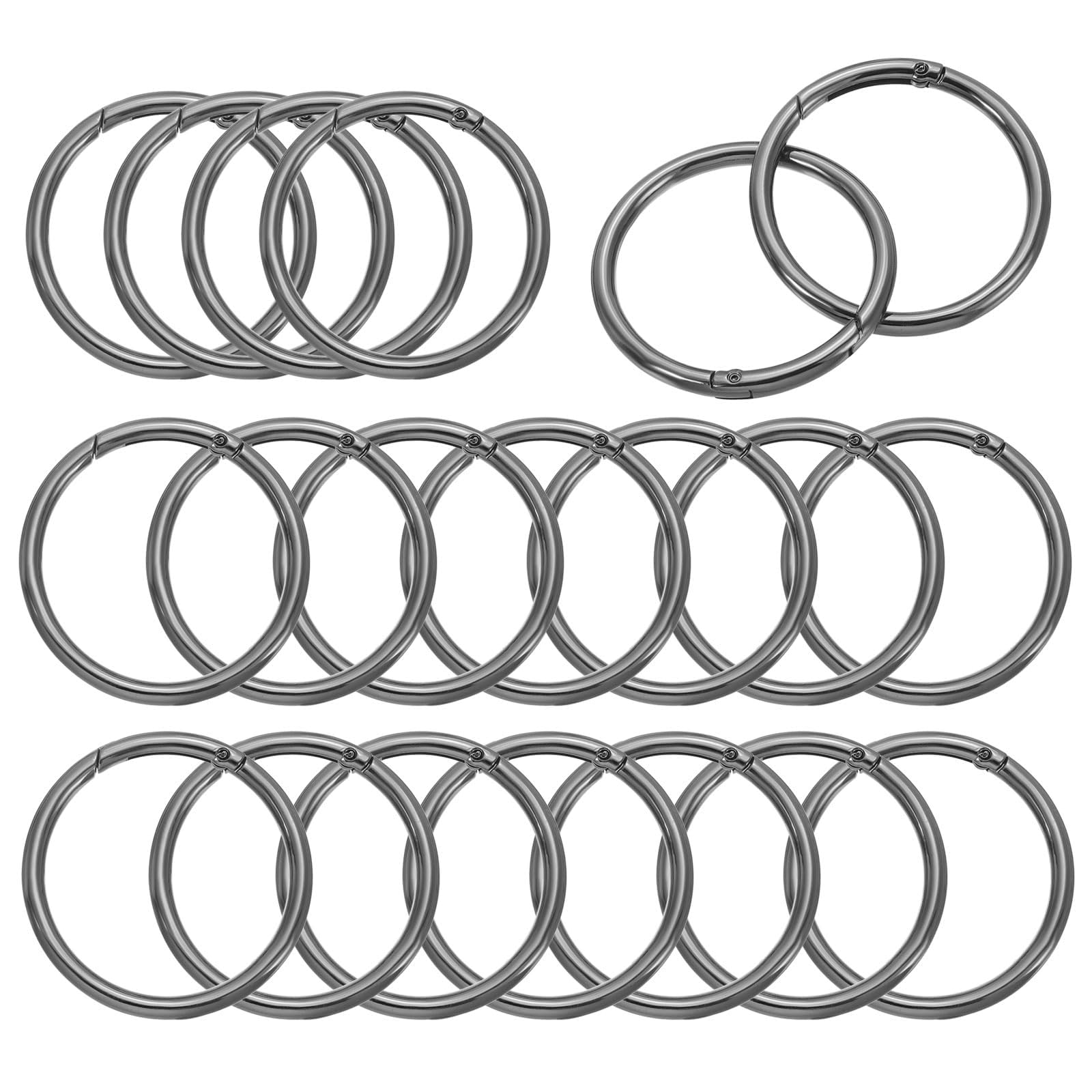 TOP-VIGOR Spring O Ring Clips, 60mm Round Carabiner Ring, Spring Keyring Clip Zinc Alloy Snap Rings for Bags, Keychains, Dog Collars, DIY Crafts & Jewelry Making, 4 Pcs Black
