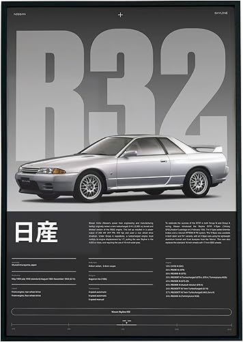 Miniatura 2 de Nissan Skyline R32 - Póster impreso para pared, hecho a mano para paredes del hogar y regalo de novio Turbo (12 x 18 pulgadas (sin marco)