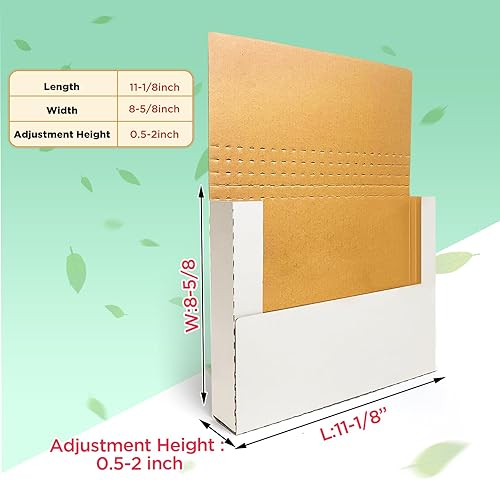 Miniatura 2 de Paquete de 50 sobres corrugados tamaño carta, 11 18 x 8 58 x 2 pulgadas, caja de envío fácil de plegar, blanco, altura ajustable, caja de cartón