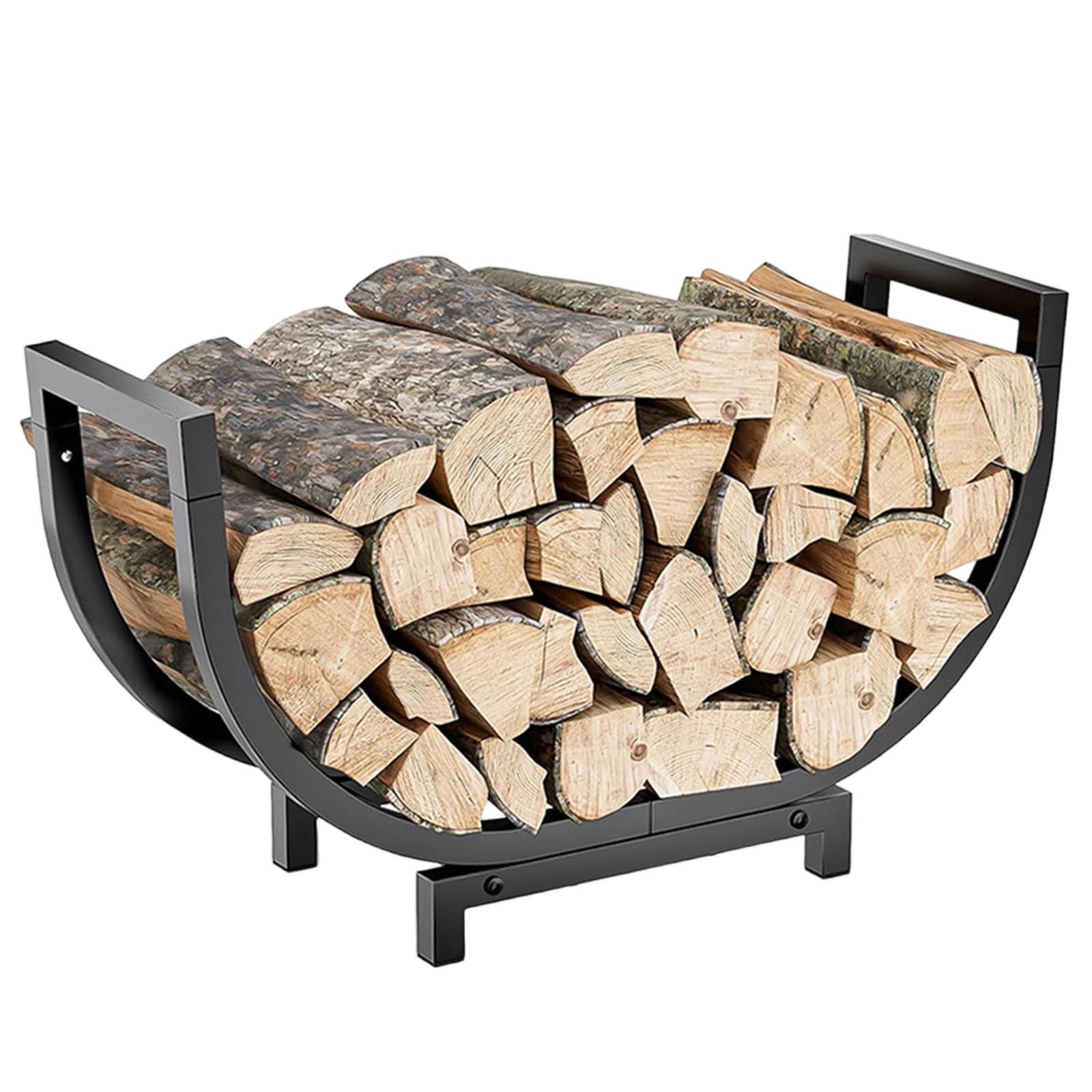 Jenmayt Curved Log Basket for Fireplace,Heavy Duty Metal Firewood Rack