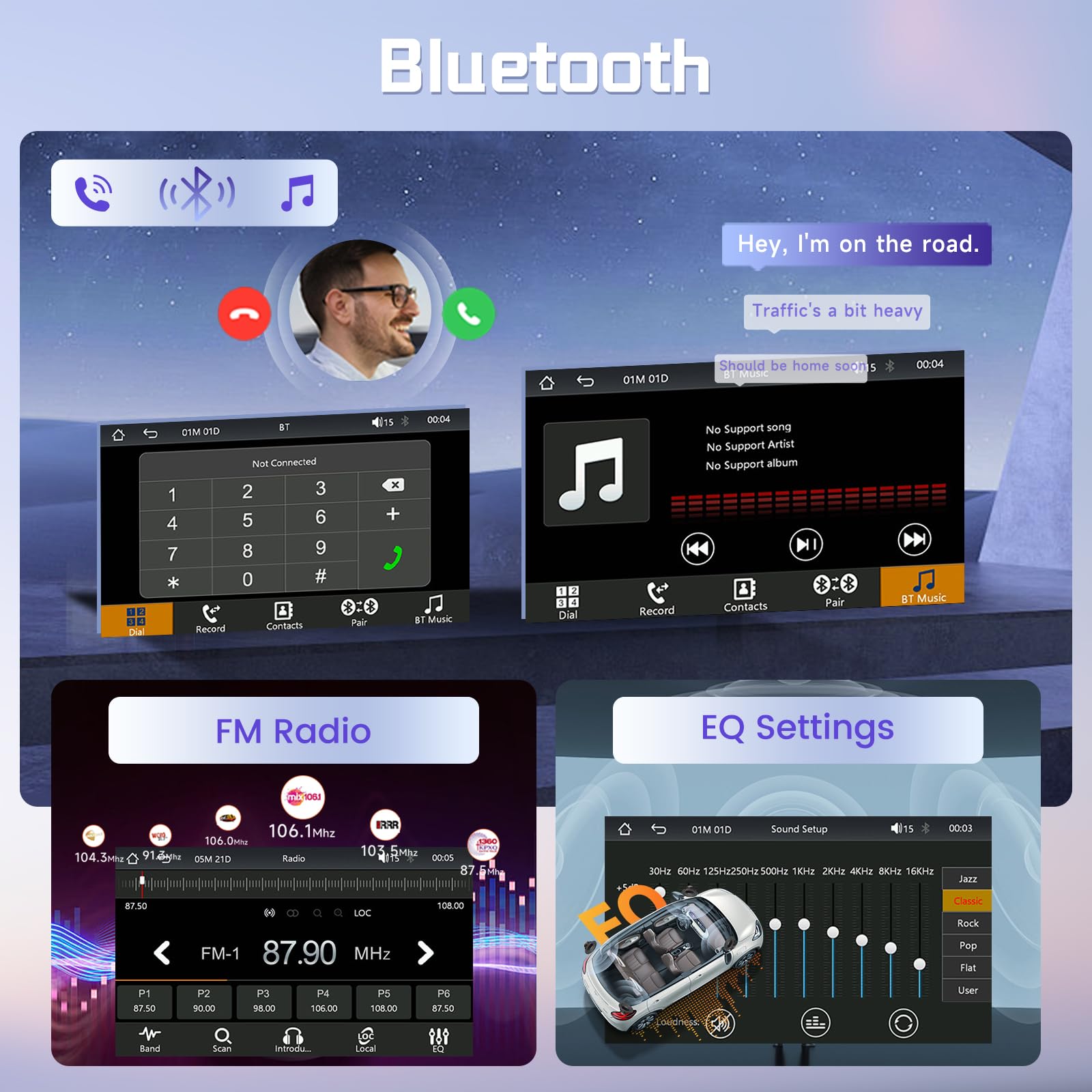 Rimoody DAB/DAB+ radio samochodowe 2 Din z bezprzewodowym odtwarzaniem, radio samochodowe 7 cali 2 DIN z ekranem HD z Bluetooth, FM EQ USB/AUX/SWC sterowanie na kierownicy kamera tylna