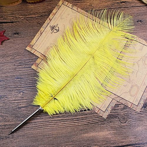 Miniatura 5 de Bolígrafo de pluma de avestruz, pluma de tinta negra para oficina, suministros escolares, bolígrafo de firma de boda, regalo de cumpleaños (1