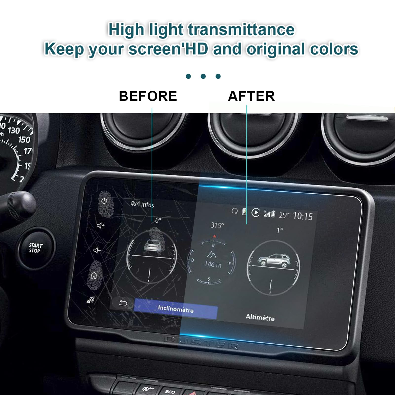 YEE PIN Pellicola Protettiva Per Display Dacia Jogger/Logan 3 (2021-2023) – 2 Pezzi Nano-Film Trasparente Antigraffio, Anti UV, Facile Installazione, Per Navigatore GPS