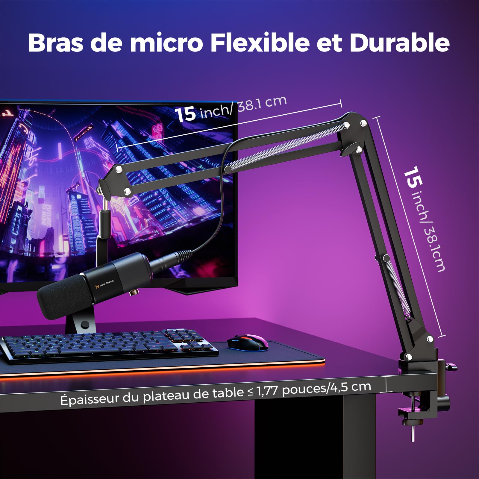 NearStream Microphone à Condensateur USB/XLR Supercardioïde pour Streaming Gaming Podcast, Réduction de Bruit &Monitoring& Muet& Gain Réglable,pour PC, Mac, PS4/PS5, Mixer Audio,Interface Audio,AM20X