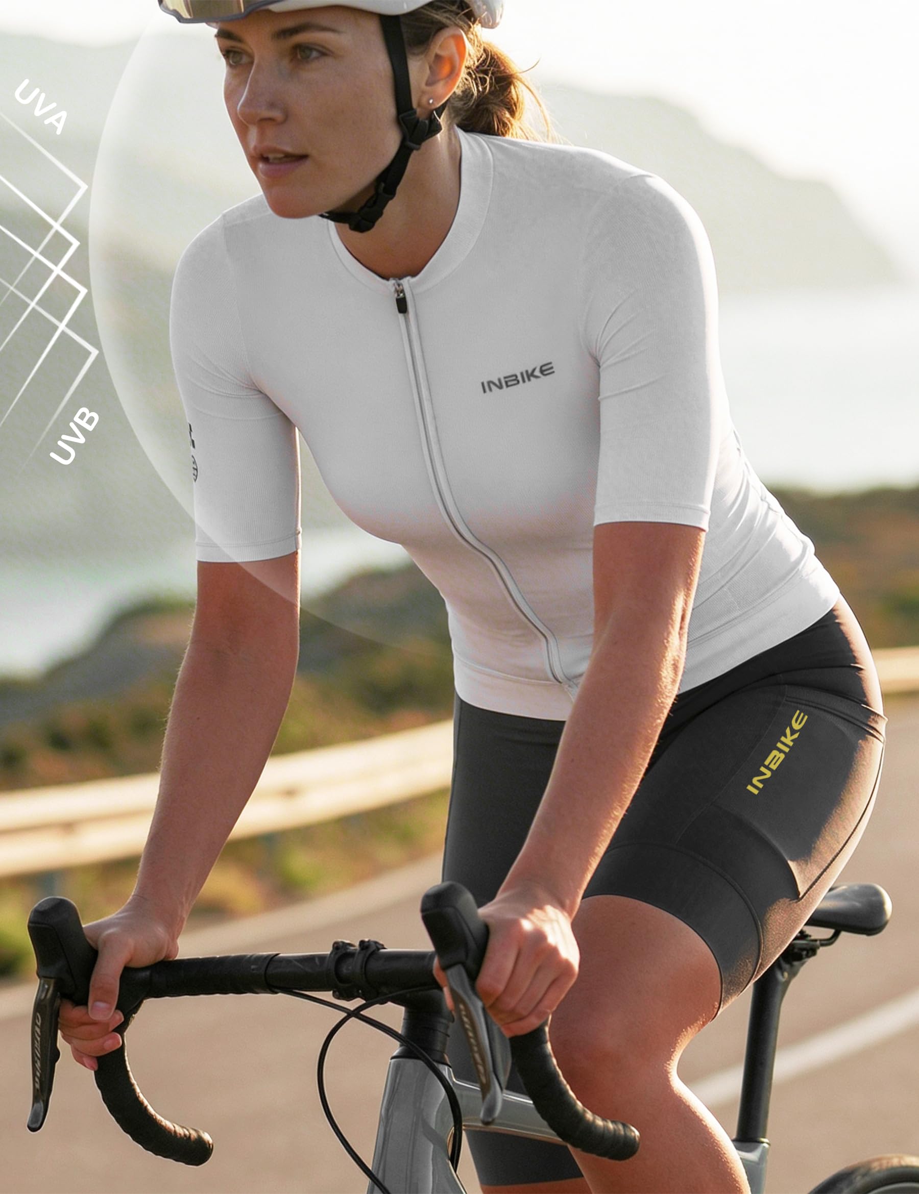INBIKE Radtrikot Fahrradtrikot Damen Sommer Kurzarm mit 3 Taschen Atmungsaktiv Schnelltrocknend Fahrradsport Frauen WF879