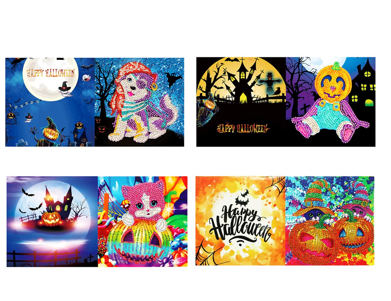 Halloween Cards DIY Diamond Painting Halloween Pumpkin Lantern Gift Creative Card Rhinestone