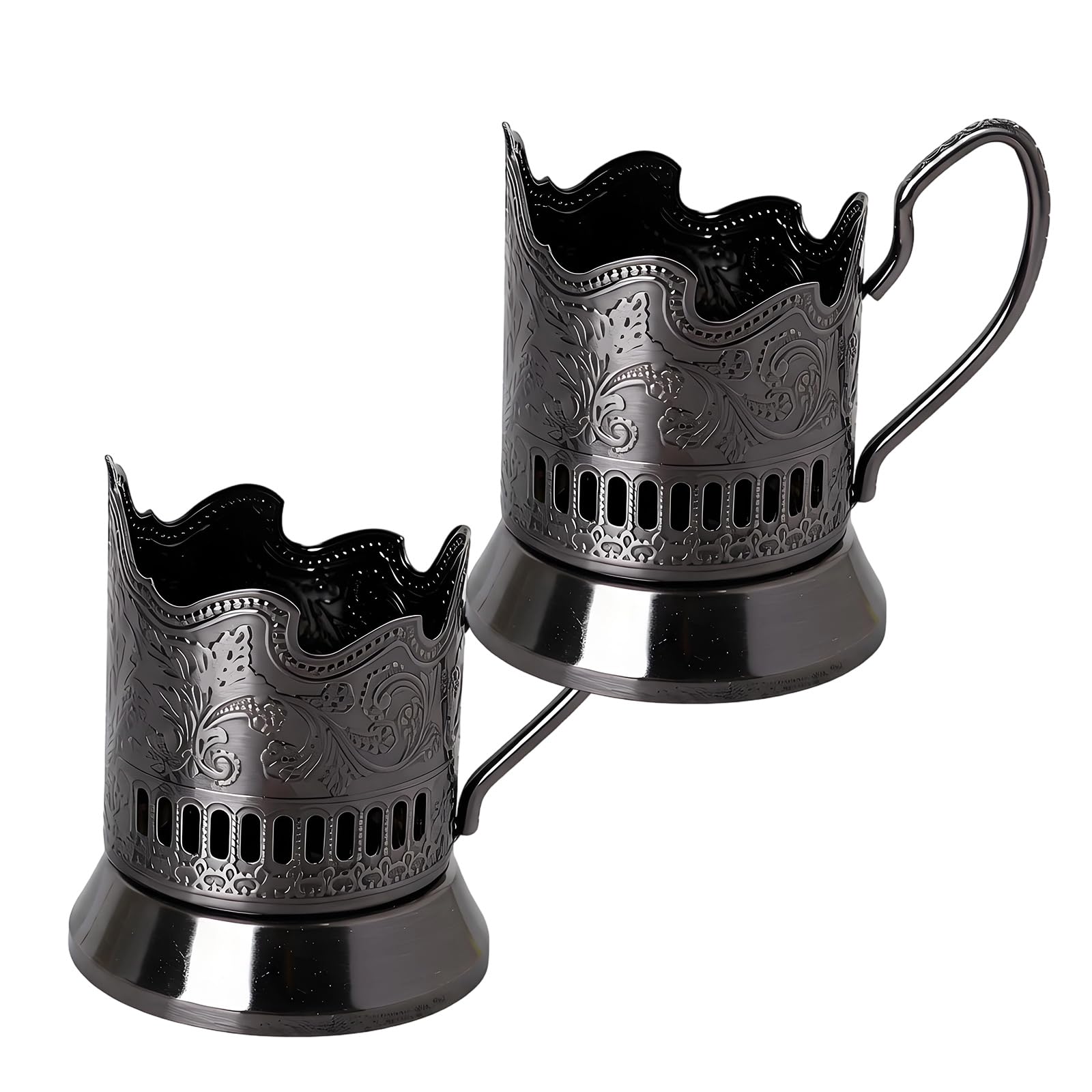 Msioytog Farmhouses Russian Themed Podstakannik Iron Beverage Stand Glass Holders for Cocktails Parties and Coffee Tea Mugs Iron Cup Stand