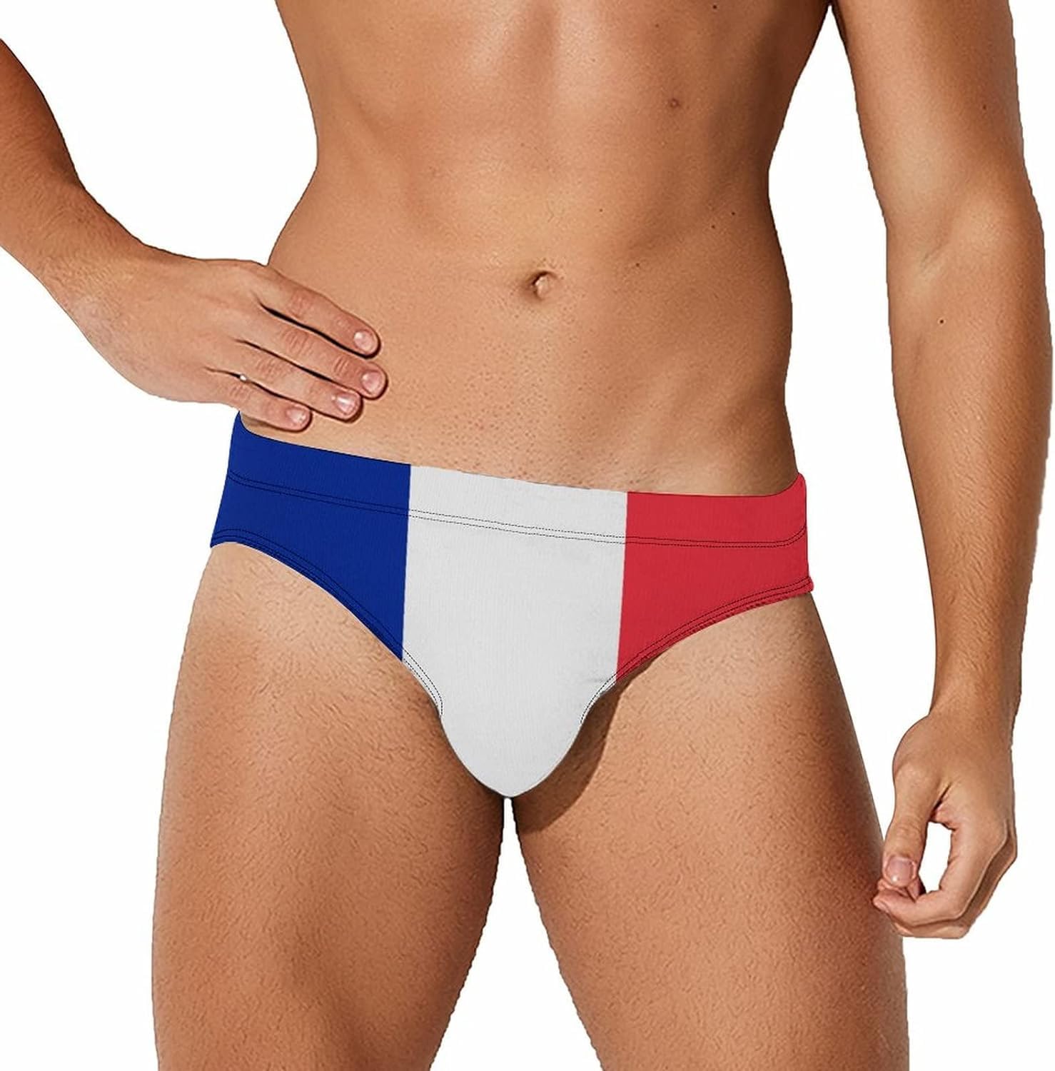 Flag of France Men's Swimwear Briefs Swim Trunk Triangle Thong Bikini Swimsuit