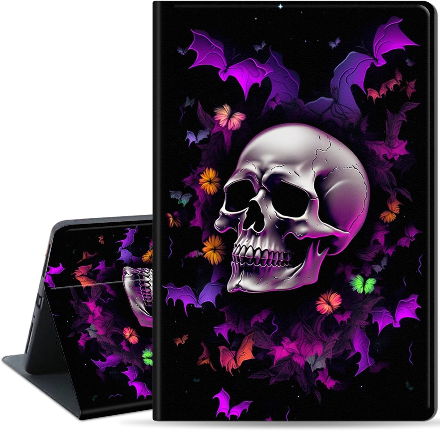 for iPad Pro 11 Inch Case 2022(4th Gen)/2021(3rd Gen)/2020(2nd Gen), Multiple Angle, PU Leather Slim Folio Stand Smart iPad Cover with Auto Wake/Sleep, Halloween Skull