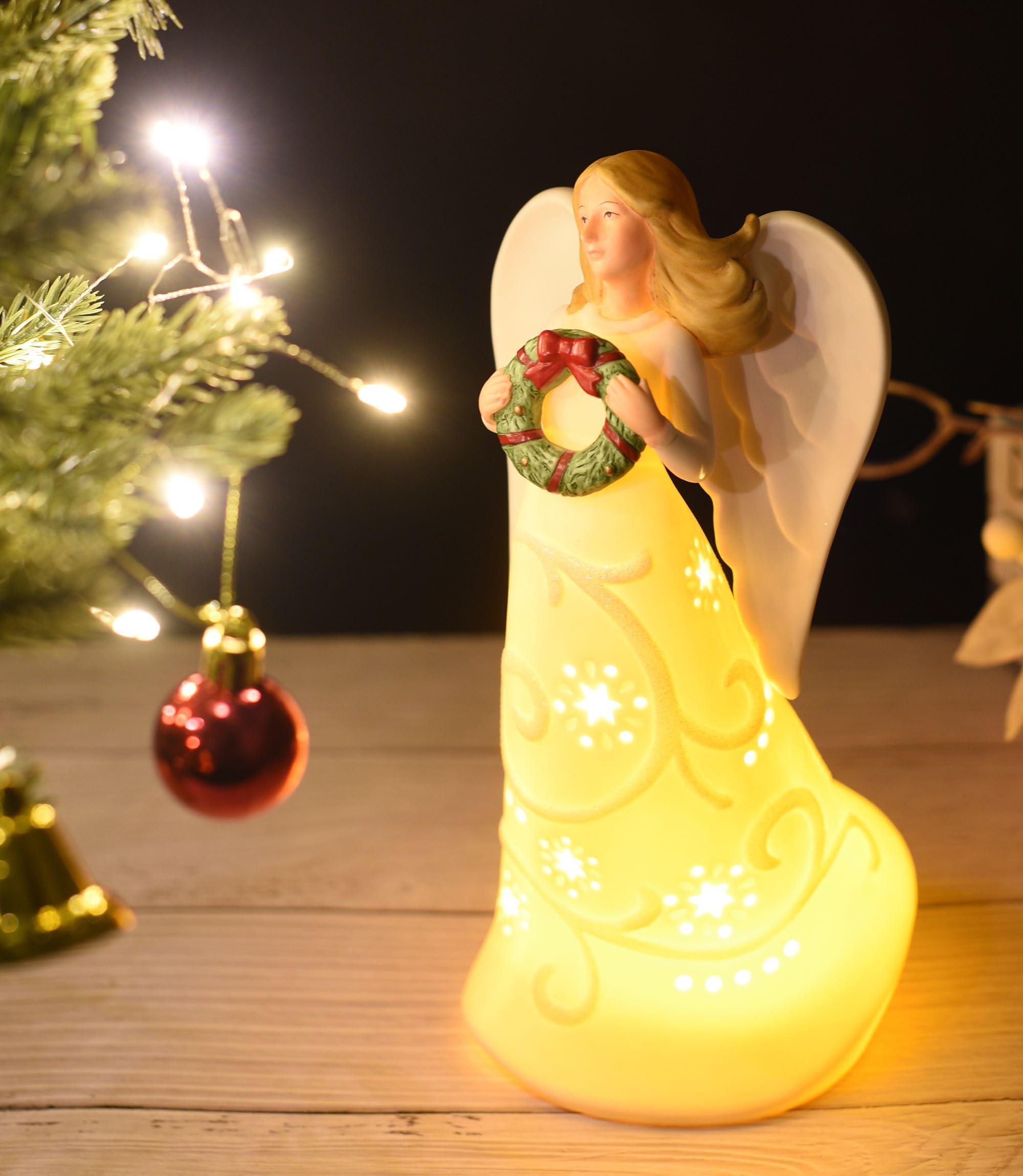 Amazon.co.jp: ライトアップ 祈る天使の置物 LEDライト付き – 9.5