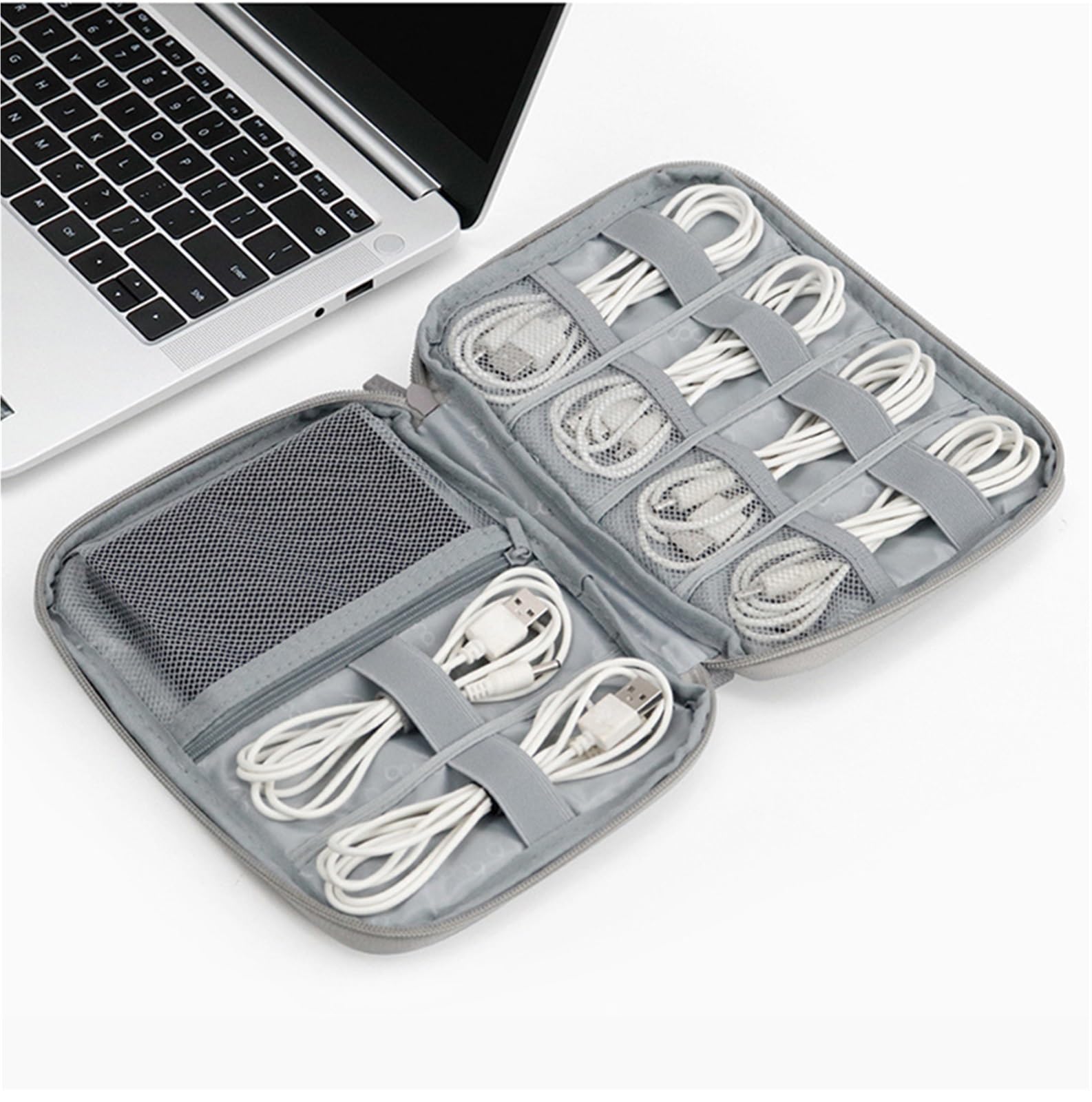Torba na akcesoria elektroniczne, Akcesoria elektroniczne Kabel USB Etui do przechowywania kabli Cyfrowa organizacja(Large Gray)