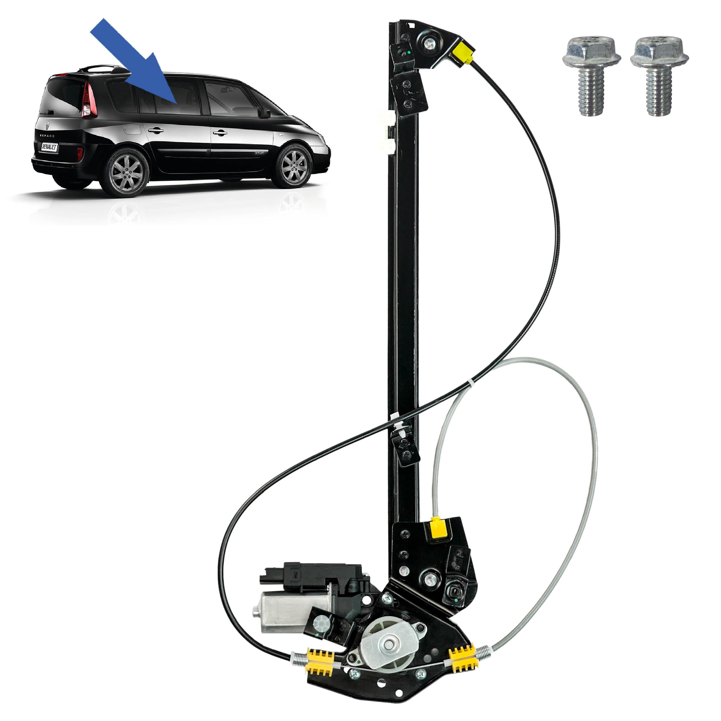 STARKIT PERFORMANCE Leve vitre compatible pour Espace 4 (2002-2014) AVEC MOTEUR CONFORT, ARRIÈRE DROIT (arrière du passager) 8200017910, 8200485233