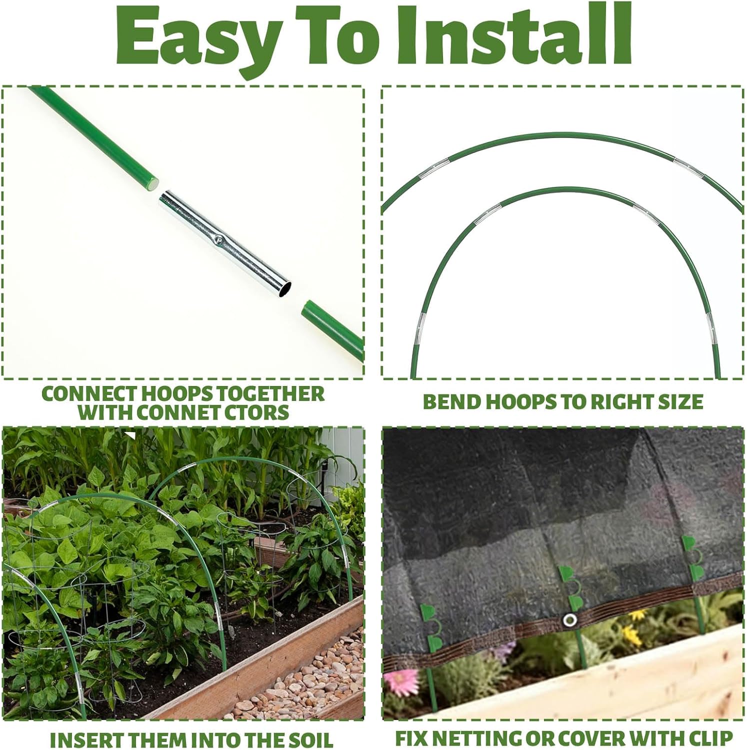 6.5x10FT Garden Shade Kit,Includ Garden Sun Shade Cloth with Hoops,Clips,Connectors,Raised Garden Bed Shade Cover Plant Sun Shade for Outdoor Plants Vegetables