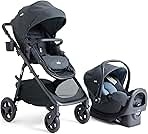 Ginger and Rue Travel System - 4-in-1 Travel System with Lightweight Baby Car Seat and an Included Anti-Rebound Base for Easy Install and Pramette Stroller (Twilight)