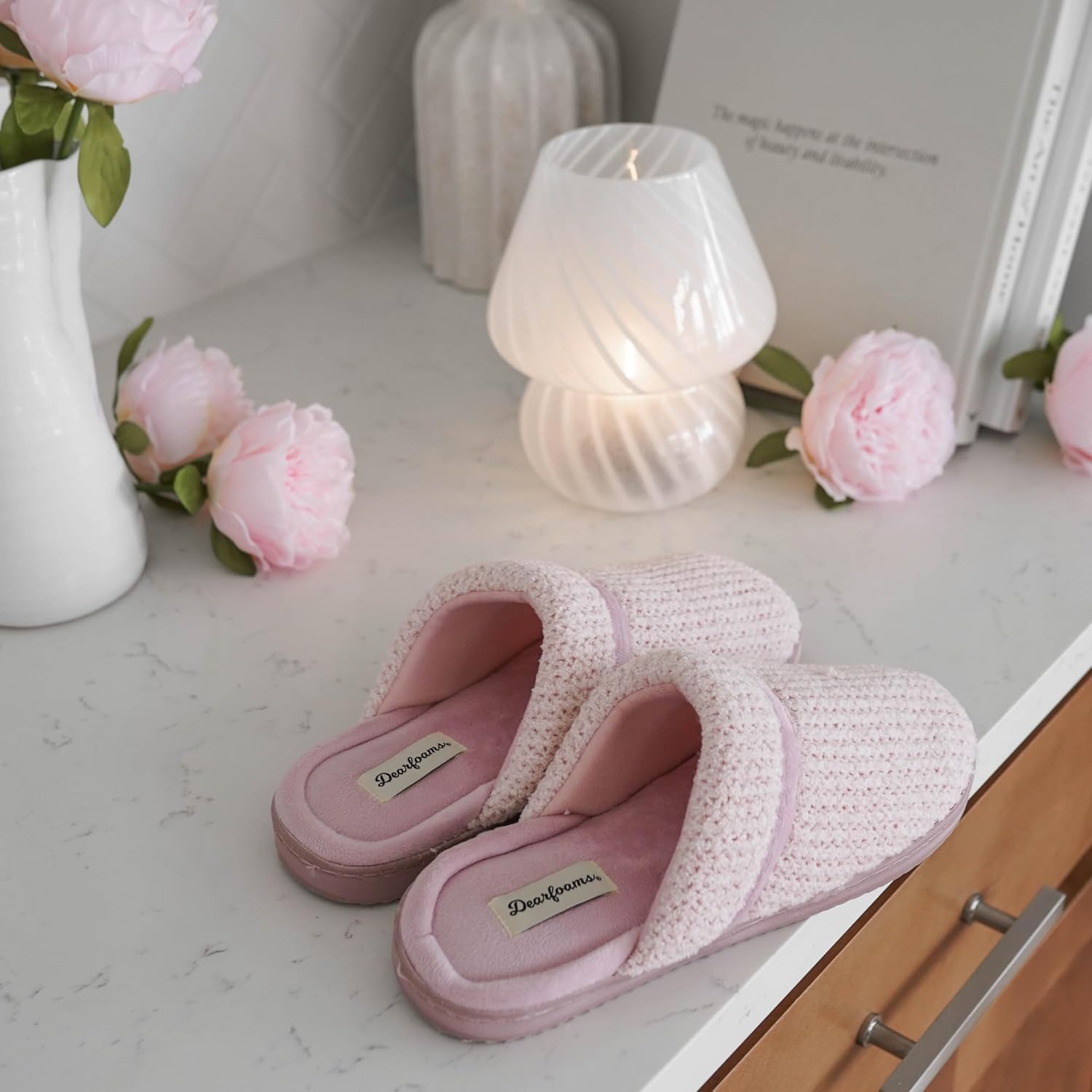 Dearfoams womens Serena Memory Foam Chenille Scuff House Shoe Slipper - Image 6