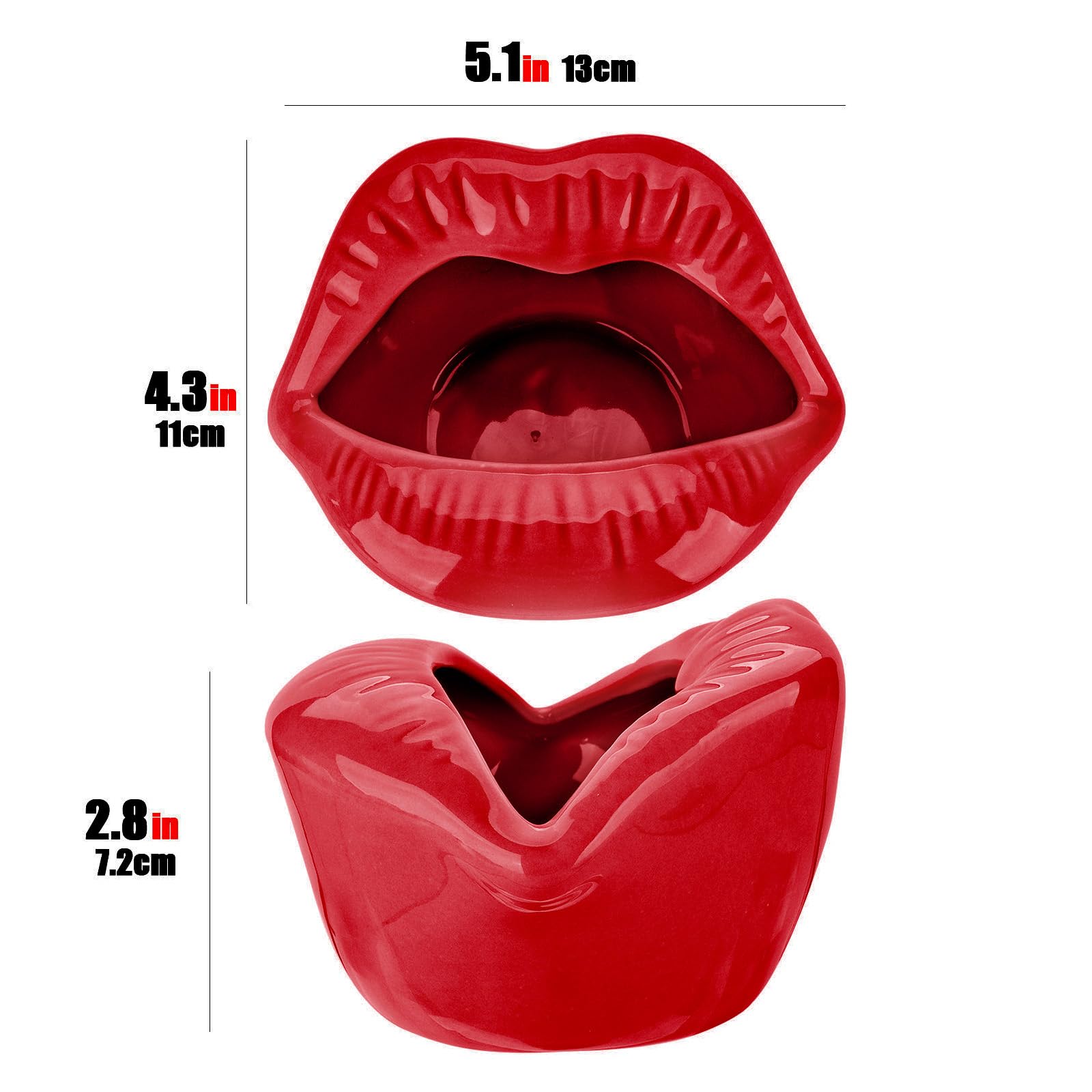 CAIRIAC Ceramic Red Lips Lipstick Ring Holder, Lip ceramic holder, Suitable for Storing Cosmetics Hair Clips - Image 2