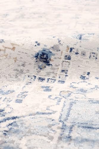 Miniatura 6 de Pasargad Home Efes Design - Alfombra turca, L. Grey and L. Alfombras de tela azul para sala de estar, dormitorio, comedor en casa, 8 pies 6 pulgadas