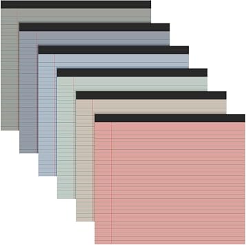Lincia 6 Pcs 11" x 9.5" Legal Pads College Ruled Notepad Landscape Notebook Horizontal Lined Notebook 80 Gsm Assorted Colors Paper Pastel Writing Pads for School Office, 40 Sheet Aesthetic Color